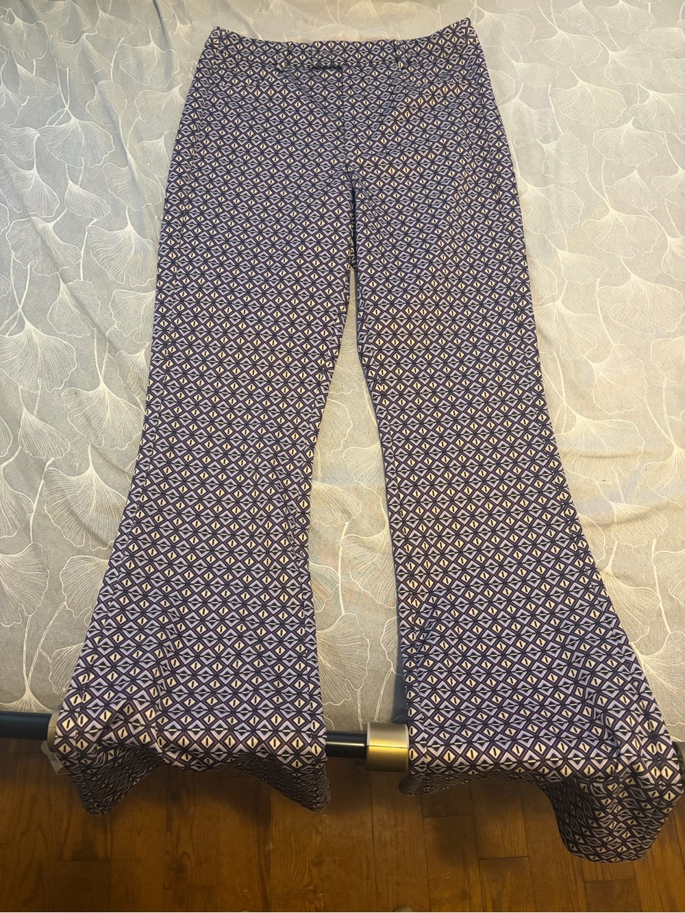 Purple Geometric Flared Pants